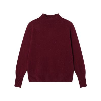 J.ZAO Women's 100% Wool Mock Neck Knitted Sweater