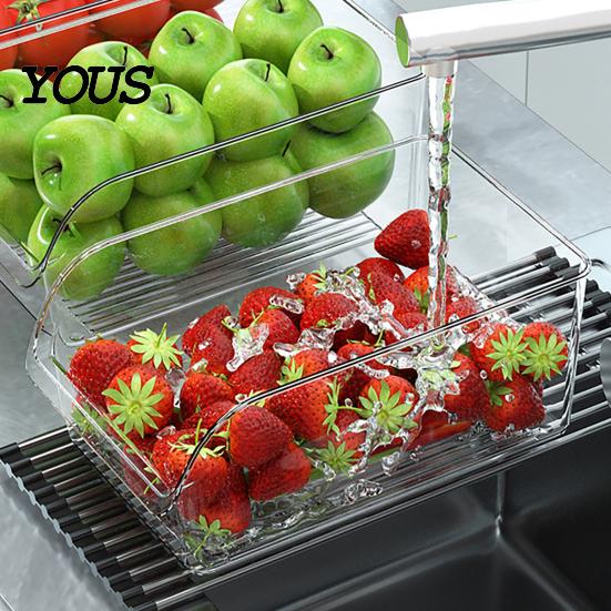 Kitchen Fridge Storage Solution Refrigerator Box, Large Opening Design Transparent Bin, Box Food-Grade Crisper for Cabinet Pantry Organization Rack
