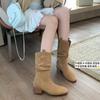 Women's Boots  Autumn/Winter New Korean Round Head V-Mouth Look Thin Pile Short Boots