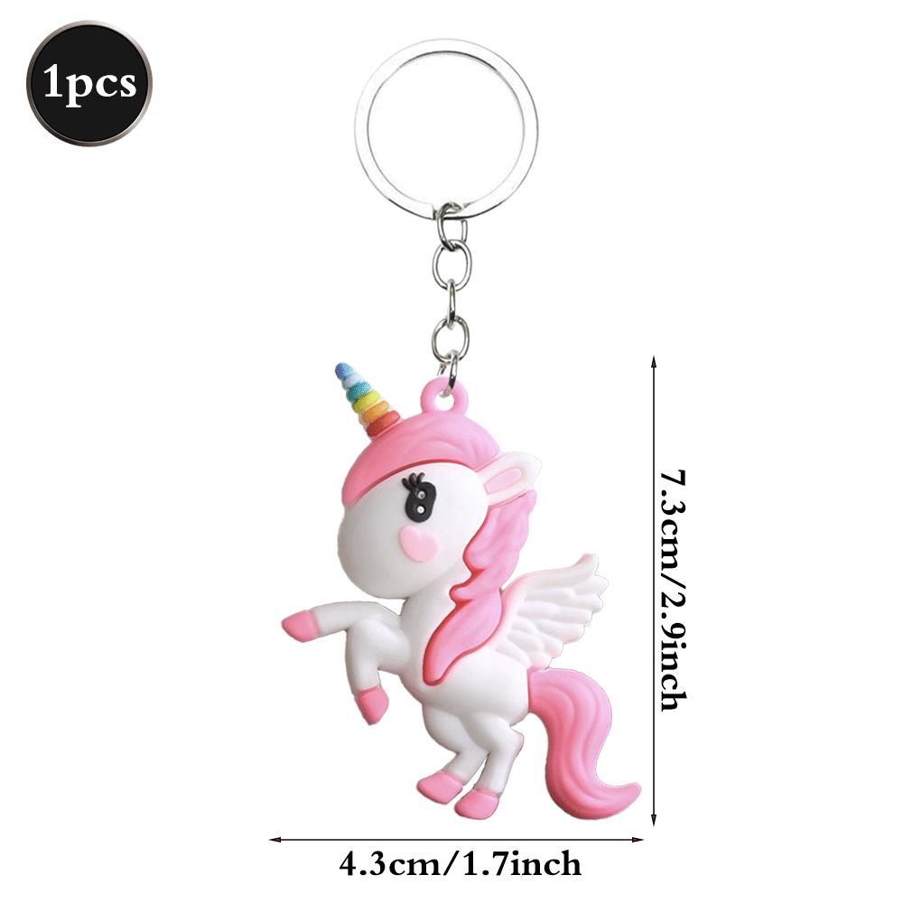 1/4/8Pcs Cartoon Rainbow Unicorn Keychain Cute Rainbow Horse Key Ring for Unicorn Party Bag Gift Fillers Fashion Pendant Decors