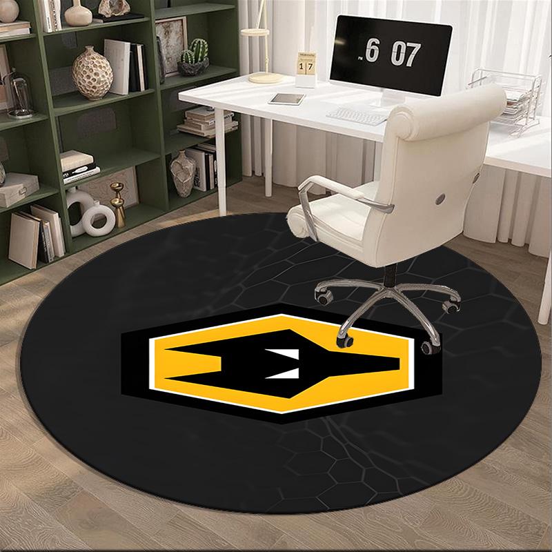 1PC Round Rug Wolves Football Club Emblem Printed Round Area Rug ,Rug For Home Office, Round Chair Rug, Decorative Carpet Fan Gifts Christmas Gift