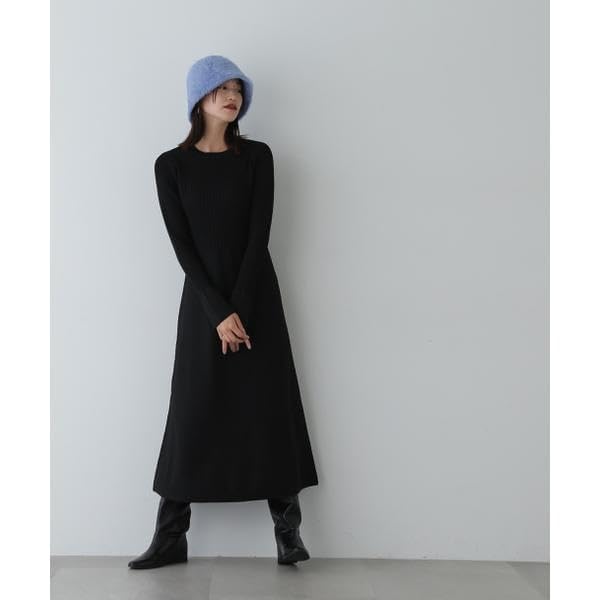 Natural Beauty Casual Bustier Docking Knit Charcoal [N Basic] Dress, Dress, Women's,