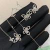 Pendientes clásicos de mariposa chapados en oro de plata 925, pulsera de mariposa, collar de mariposa.