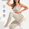 JYL Hollow Back Pants Set Striped Slim Soft Yoga Fitness Outfit