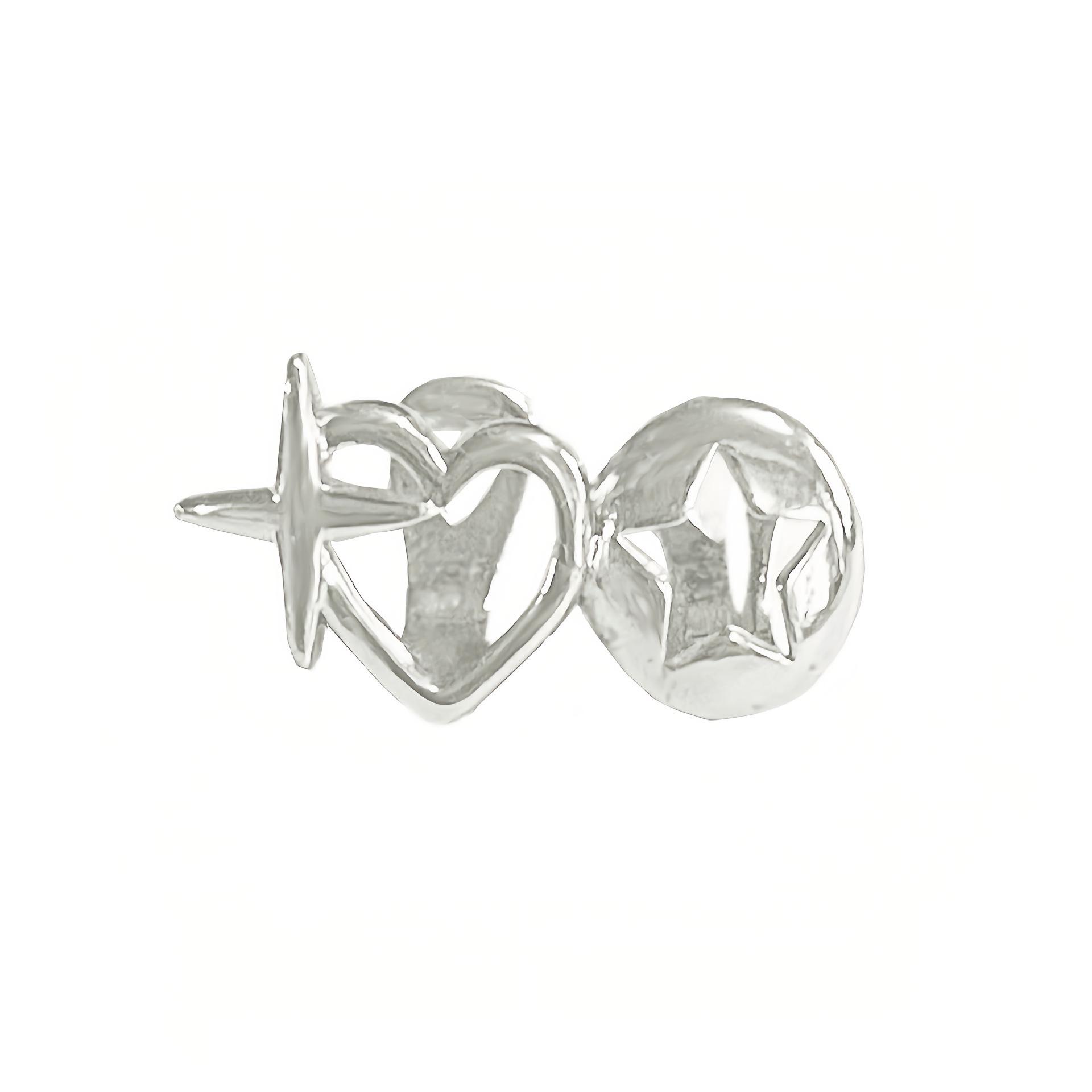 

Трансграничные хип-хоп полые грилзы в виде сердца и звезды - Хэллоуин трендовые украшения серебряный