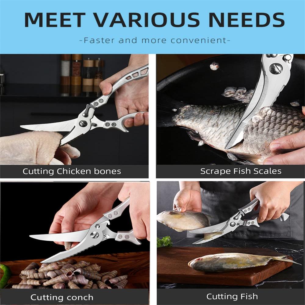 Kitchen Scissors Heavy Duty Meat Fruit Boning Fishing Hunting Camping  Professional Stainless Steel Chicken Bone Kitchen Shears