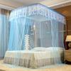 Palace Style Floor-Standing U-Shaped Double Bed Mosquito Net, Retractable with Three Doors, Dense Mesh, Sturdy Stainless Steel Support.