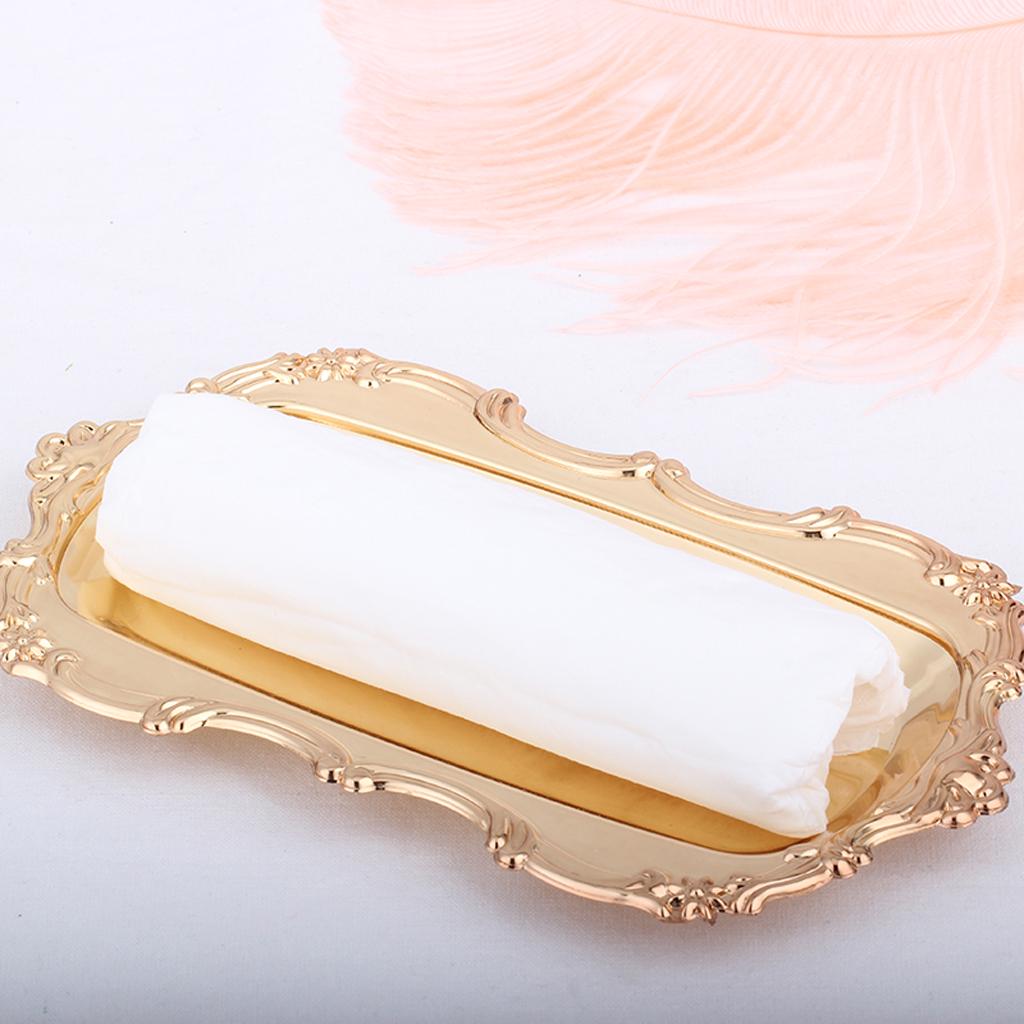 Multifunction Cake Snack Tray Metal Serving Tray Towel Plate Desk Organizer