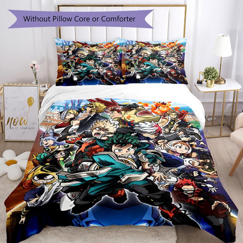 3pcs My Hero Academia Bedding Set Duvet Cover Closure Includes 1 Duvet Cover & 2 Pillowcases, Soft and Comfortable for All Seasons.