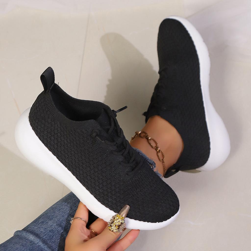Fashion Comemore Women's Breathable Mesh Vulcanize Shoes Lightweight Casual Thick Bottom Lace Up Sneakers for Women Sports Running Shoes