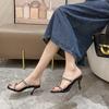 High heels women's thin heels silver rhinestones with flat open-toed cool slippers women's summer sandals