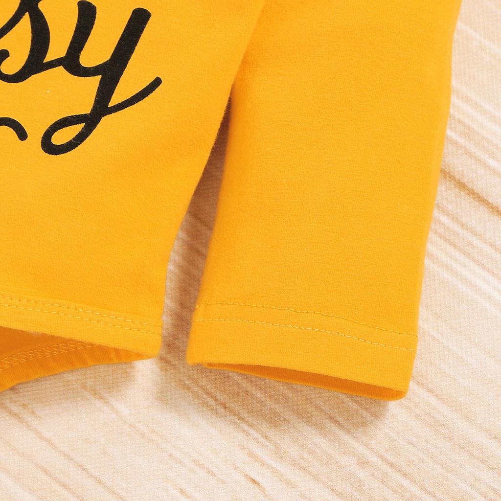 Infant Baby Girls Letter Romper Bodysuit+Sunflower Print Pants+Headband Outfits