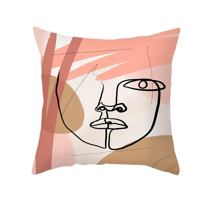 Sofa Pillow Cover Nordic Simple Abstract Office Cushion Peach Skin Pillow Cover