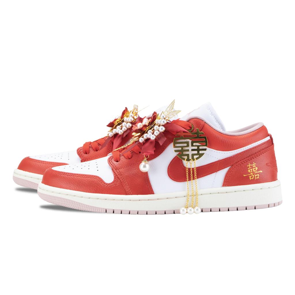 Jordan Air Jordan 1 Ten Li Red Beauty Abrasion Resistant Low top Vintage Basketball Shoes Women's Gold Red DC0774-162(Team836-)