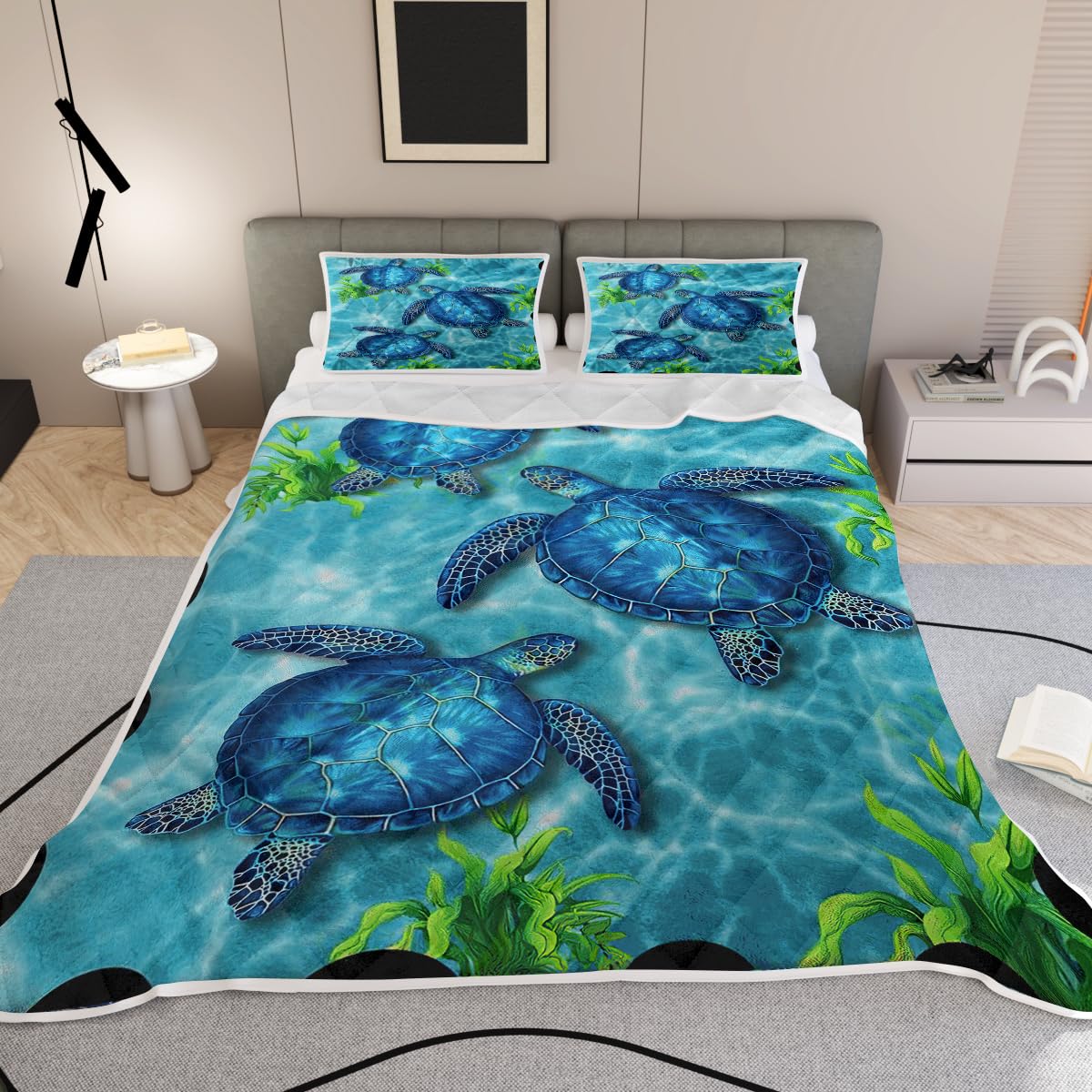 

Sea Turtle Duvet Cover Full SizeOcean Bedding Collection For Kids TeensBeach Comforter Cover1 2 Pillowcases 3 Piece For Teens Boys EU single(135x200cm)
