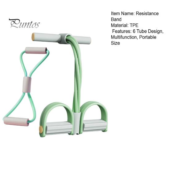 Core Strength Training Tool Figure 8 Resistance Band 6-Tube Pedal Puller with Handle Multifunction Elastic Yoga Muscle Tension Relief Strap