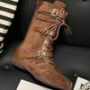 Fashion 2025 Latest Retro Knight Short Boots Women's Thick Soled Spring and Autumn Lace-up Western Boots Niche Low Heels Women Boots