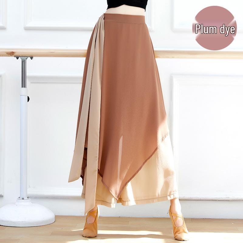 Double Layer Ribbon Chiffon Culottes - Women's Classical Dance Performance Wide-Leg Pants