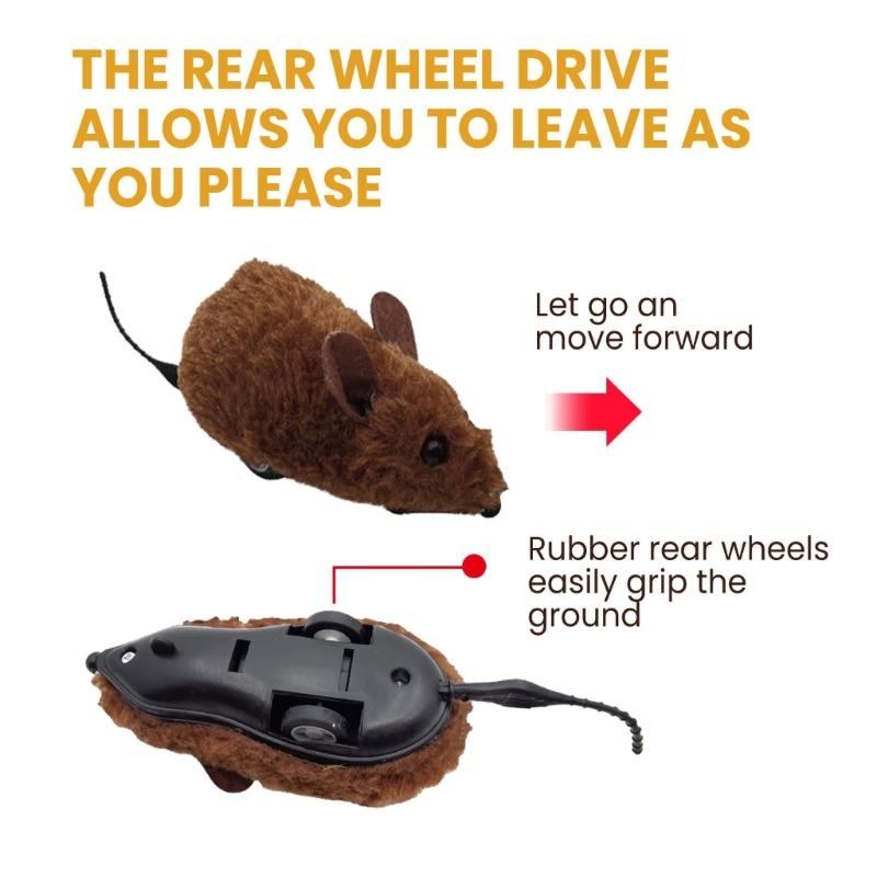 Realistic Mouse Toy for Indoor Cat Scratch Squeaky Sound Cat Toy Pull&Back Moving Realistic Mouse Shape Toy for Indoor
