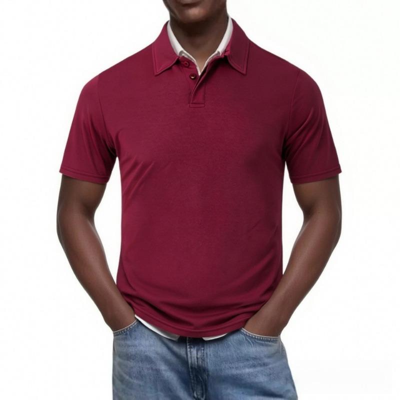 Men Solid Color Lapel Two Button Short Sleeve Basic Polo Shirt Multi Colors Available