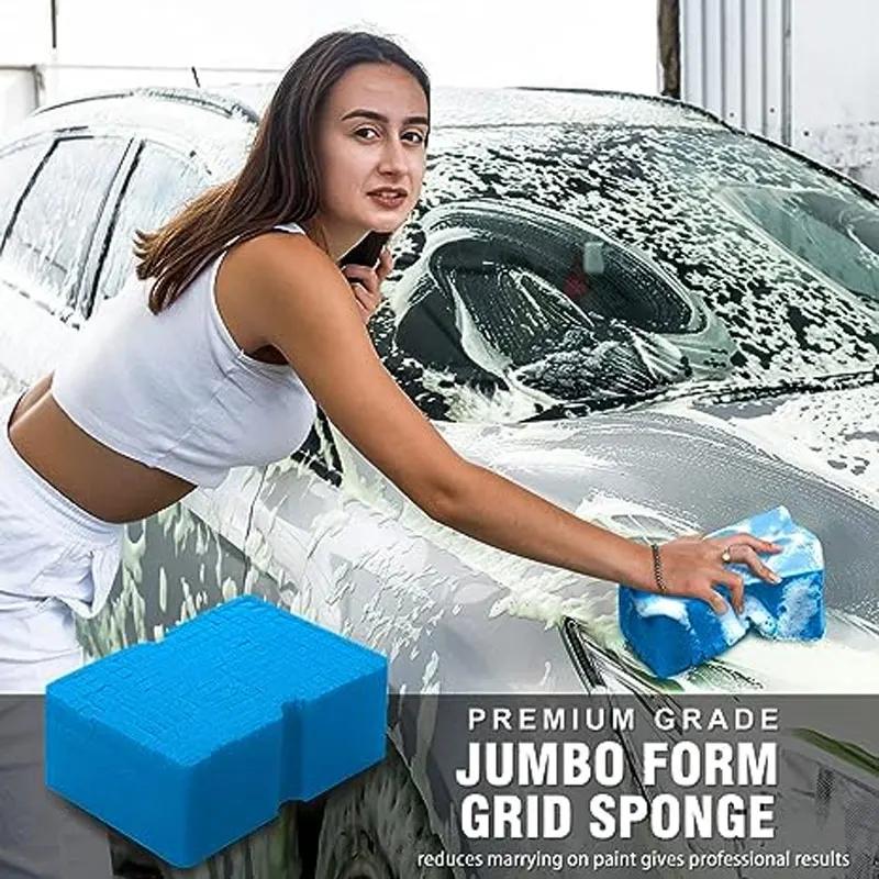 Universal Large Cross Cut Durable Soft Foam Grid Sponge Rinseless Non Scratch Car Wash Tools Car Cleaning Accessories
