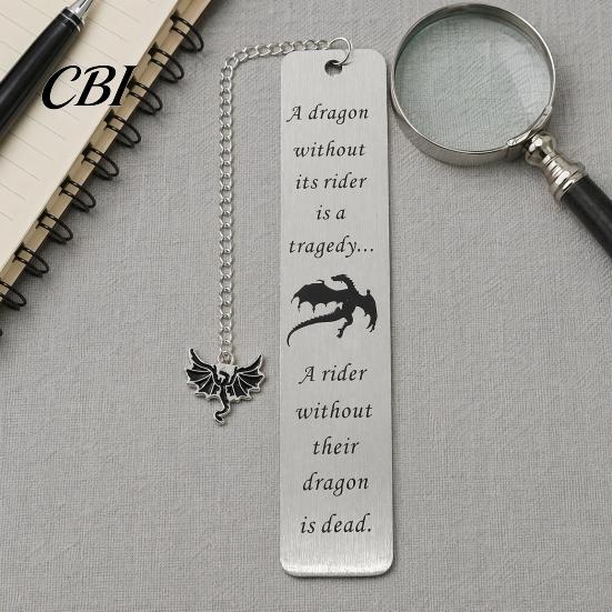Unique Animal Bookmark Pterosaur Bookmark, Stainless Steel Fourth Wing Design Page Marker with Smooth Polished Black Tassel, Literary Gift for