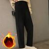 Fleece Lined Corduroy Ankle Pants Women Autumn Winter High Waist Sweatpants Loose Harem Straight Wide Leg