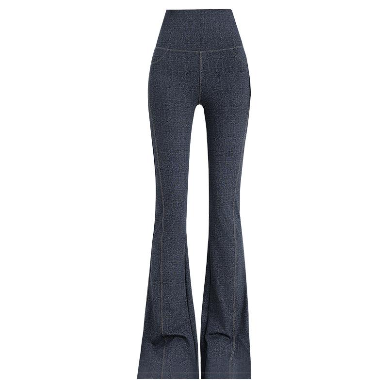 Women's Summer Denim Inspired Barbie Pants Wearing High Waisted Micro Flared Pants Waist Tightening and Hip Lifting New Women's Fitness Yoga Pants