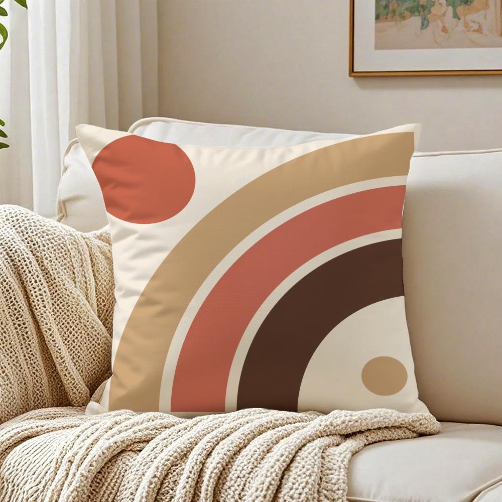 Boho Abstract Shapes Pillow Case Organic Short Plush Cushion Covers Breathable Washable WrinkleResistant