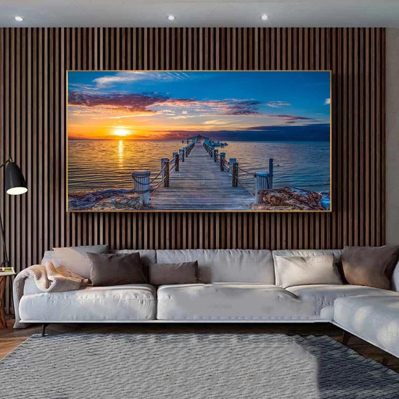 Sea Beach Bridge Posters And Prints Landscape Pictures Canvas Painting Modern Home Decor Wall Art For Living Room Sunset Cuadros