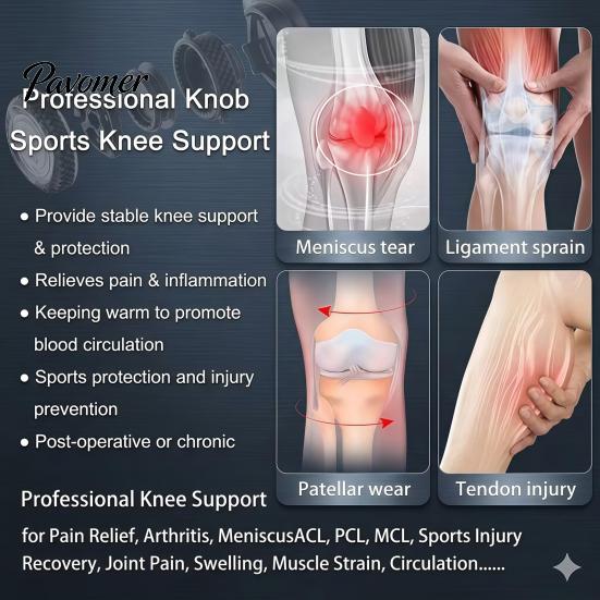 Adjustable Knee Brace 1 Pair Knob Brace, Support with Patella Pad, Side Stabilizer, for Joint Stability Compression Sleeve Workout Arthritis Meniscus