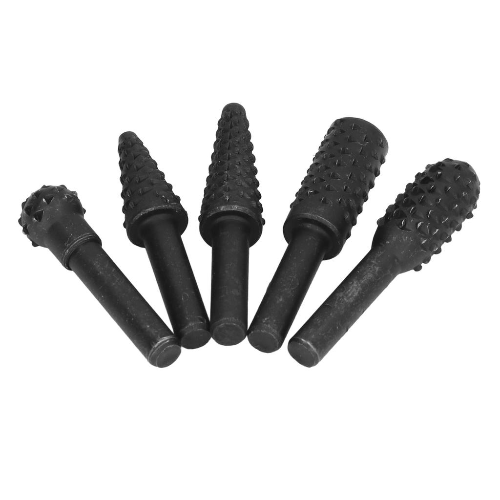 5 יחידות ראשים לליטוש רוטרי HSS לעיבוד עץ, חריטה, קידוח, כלי חיתוך DIY עם ידית 1/4 אינץ'