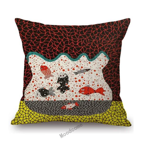 Modern Polka Dots Art Flower Vase Butterfly Pumpkin Yayoi Kasuma Japanese Style Cotton Linen Sofa Pillow Case Car Cushion Cover