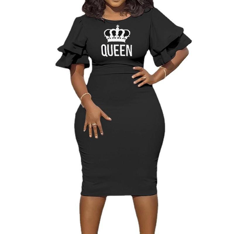 European & American Trendy Patchwork Slim Fit Plus Size Commuting Skirt Dress