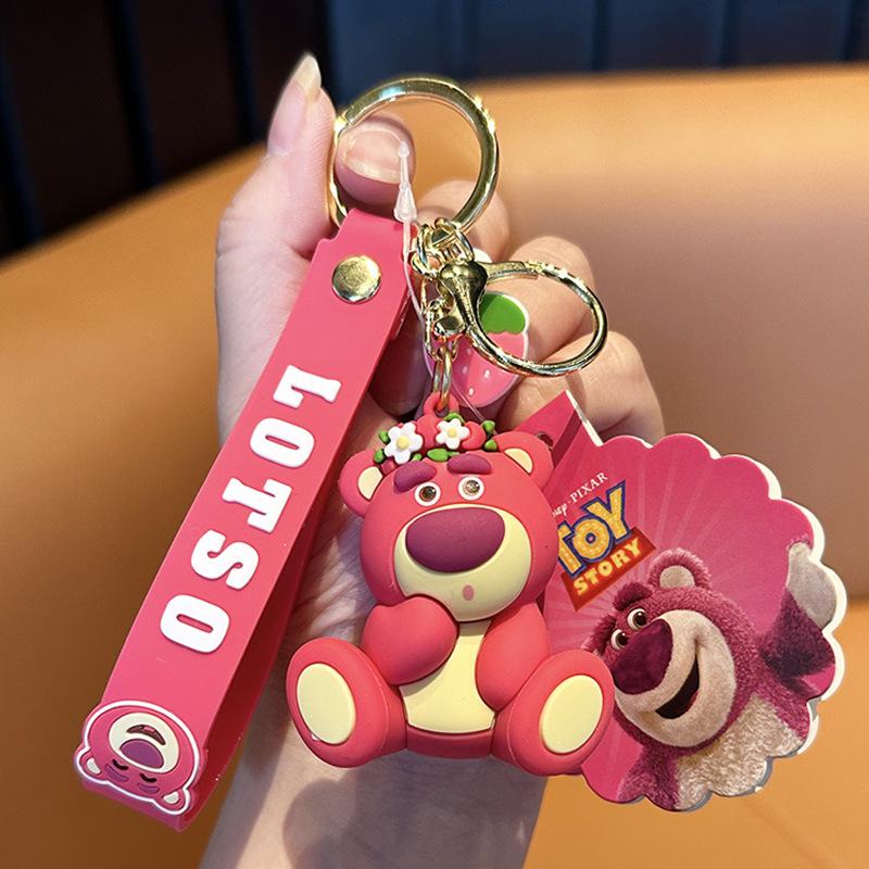 Strawberry Bear Keychain Pendant Cute Cartoon Bag Pendant Cartoon Car Key Pendant