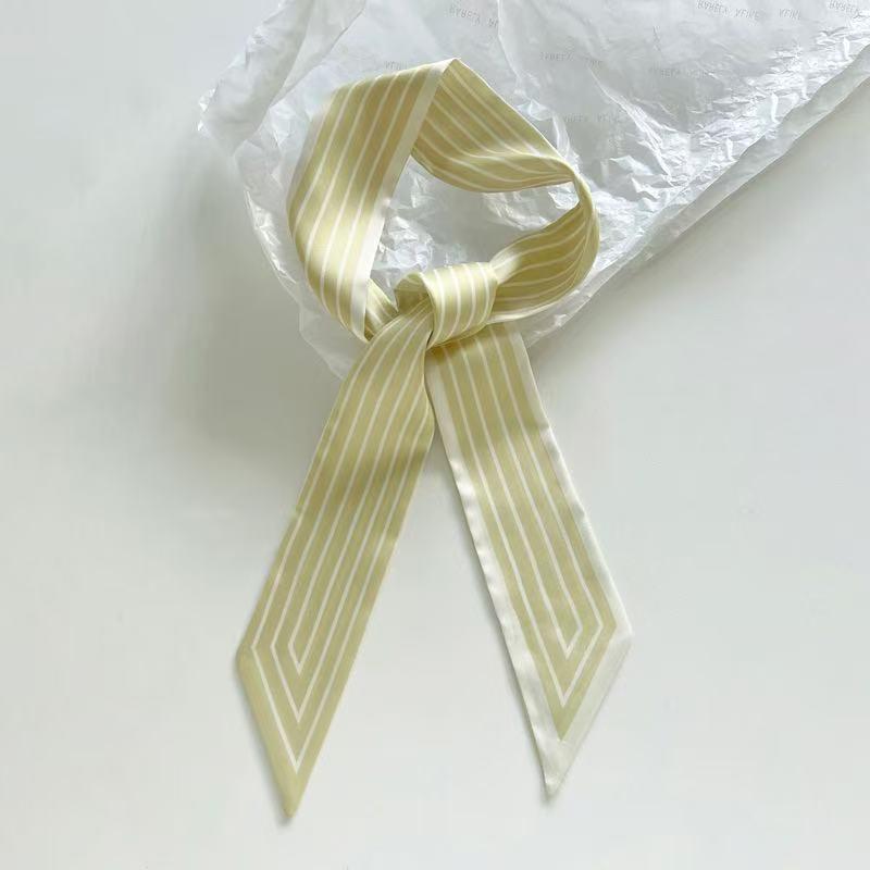 Women's Striped Silk Scarf: Versatile Spring/Summer Neck Accessory & Hair Tie