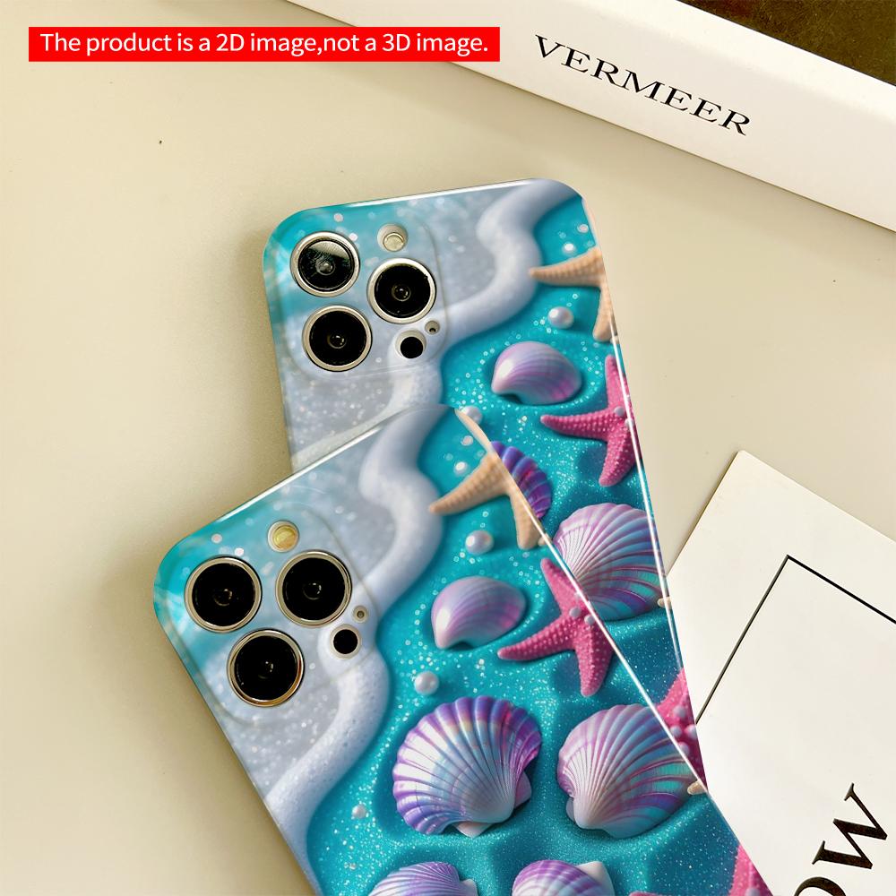 Mermaid Shell & Starfish Beach Scene Phone Case All Inclusive Film Hard Phone Case, Compatible with iPhone 18 Pro Max 17 16 15 14 13 12 11