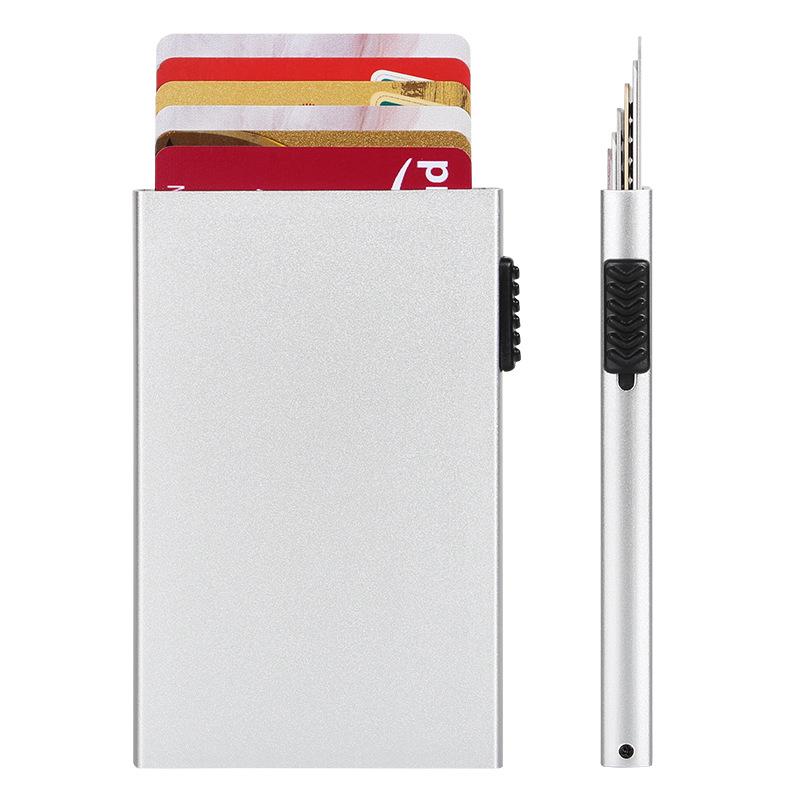 Ultra-Thin Anti-Theft Aluminum Card Holder with Automatic Pop-Up Mechanism