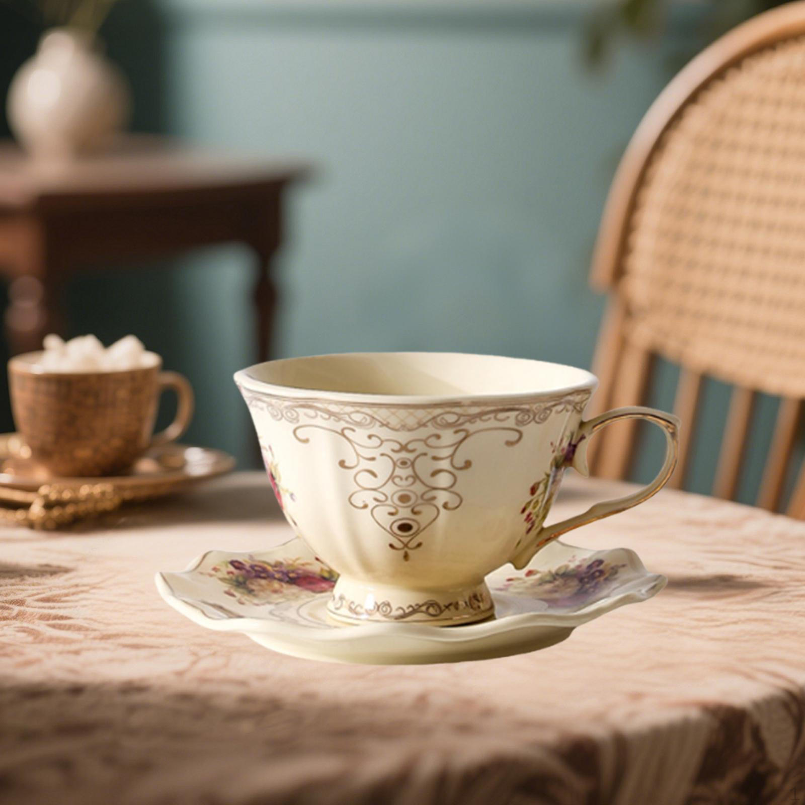 

Фарфоровая чашка и блюдце набор чашка для латте-арта уникальная посуда с цветочным узором для мытья в посудомоечной машине