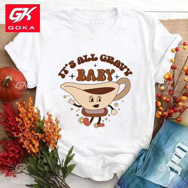New Fall ItS All Gravy Baby Printing Cotton T Shirt Unisex Fashion Short Sleeve T Shirts Casual Cool Hip Hop Tops Unisex Tees S