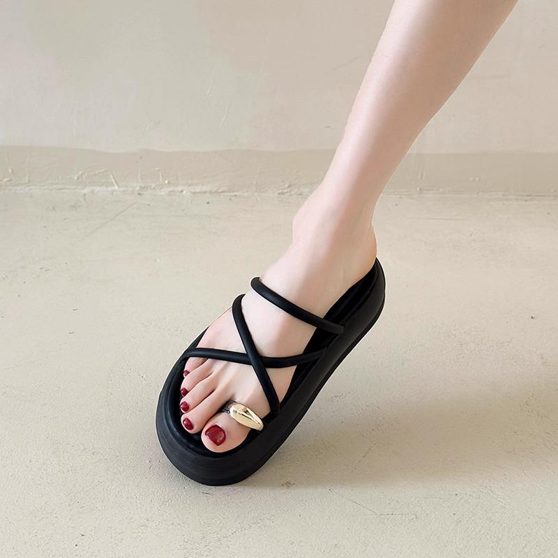 Fashion Original Women's Summer High Heels Slope Heel Thi Bot Sandals Beautiful Strap Slippers Comfortable PU Material Rubber Sole