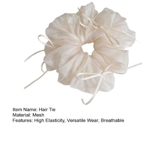 Hair Tie High Elasticity Bowknot Decor Mesh Ballet Style Hair Rope No Damage Non-Slip Lightweight Breathable Summer Hair Accessories