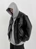 American retro locomotive soft leather jacket men's simulated leather short spring and autumn couple high-end bomber jacket