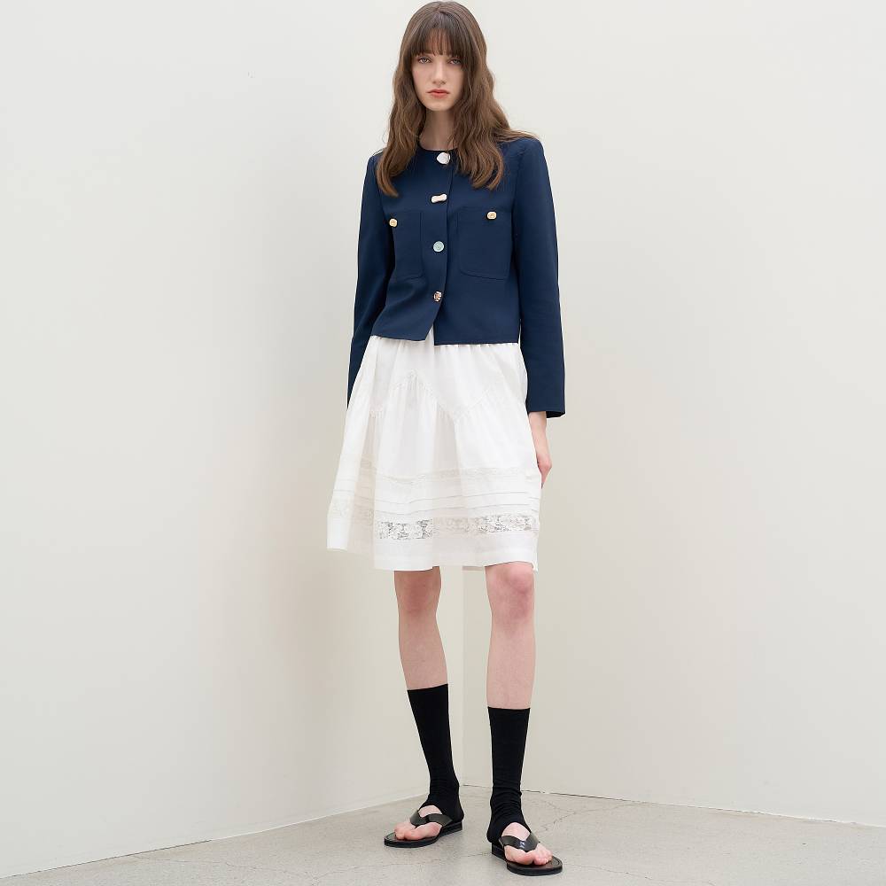 Mitte Round Crop Jacket_Navy