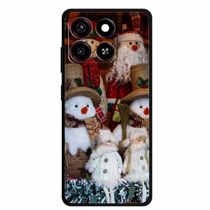 Christmas Cover For ZTE Blade A35 A55 Case Black Silicone Cases for ZTE Blade A55 Cartoon Santa Claus Christmas Tree Back Cover