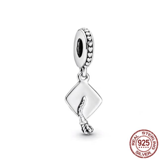 

Аутентичная корона из стерлингового серебра 925 пробы, выпускная шляпа и двойное сердце, висячие подвесные бусины, подходят для оригинального модного браслета, ювелирные изделия