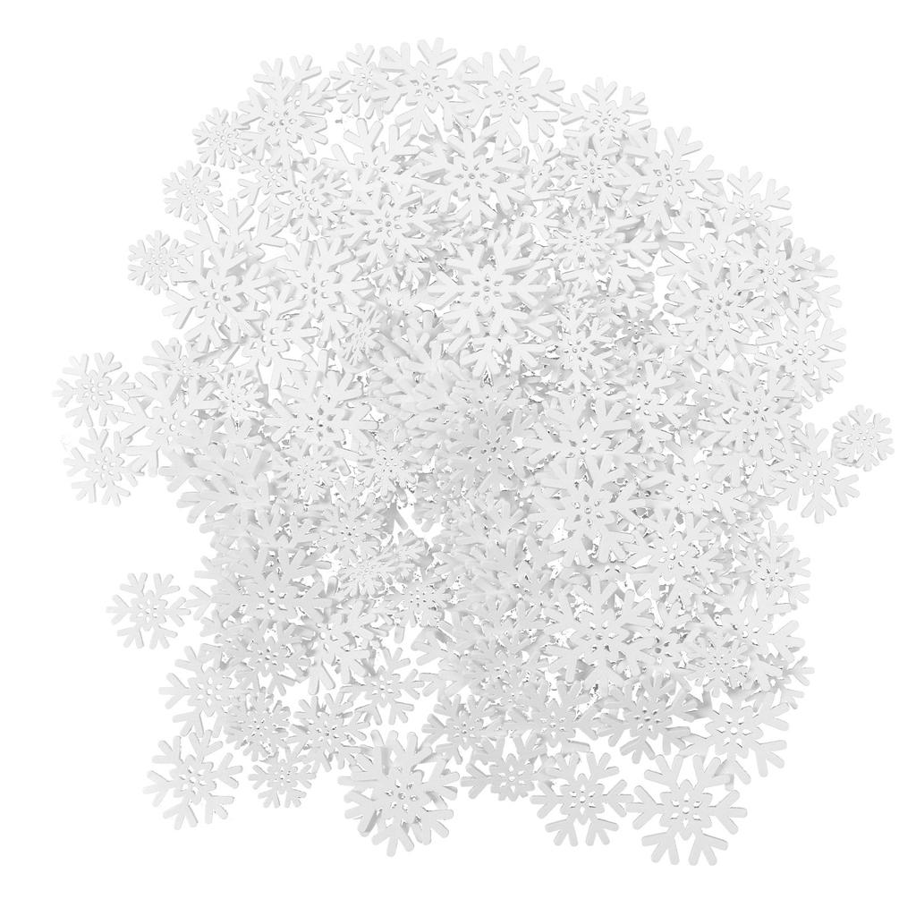 200PCS Snowflake Wood Slices 20mm 25mm 30mm 35mm Christmas White Snowflake Ornaments for DIY Crafts
