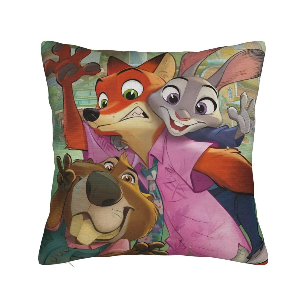 Zootopia 2 Animated Film Square Pillow Cases Buddy Cop Comedy Cushion Covers Creative Zipper Decor Pillowcase for Sofa 45*45cm