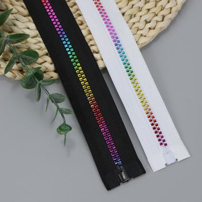 Fermoare din rășină de culoare gradientă 5 # Pătrat colorat, cu blocare automată, fermoare, accesorii pentru îmbrăcăminte, cusut pentru îmbrăcăminte