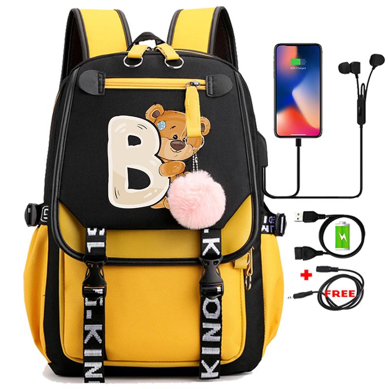 Leinwand Druck 26 Englisch Buchstaben Student Schule Tasche Rucksack Outdoor Teenager Mädchen Büchertasche Laptop Reise Rucksack